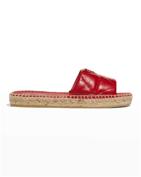 prada quilted lambskin espadrille slide sandals|Prada Espadrille shoes and sandals for Women .